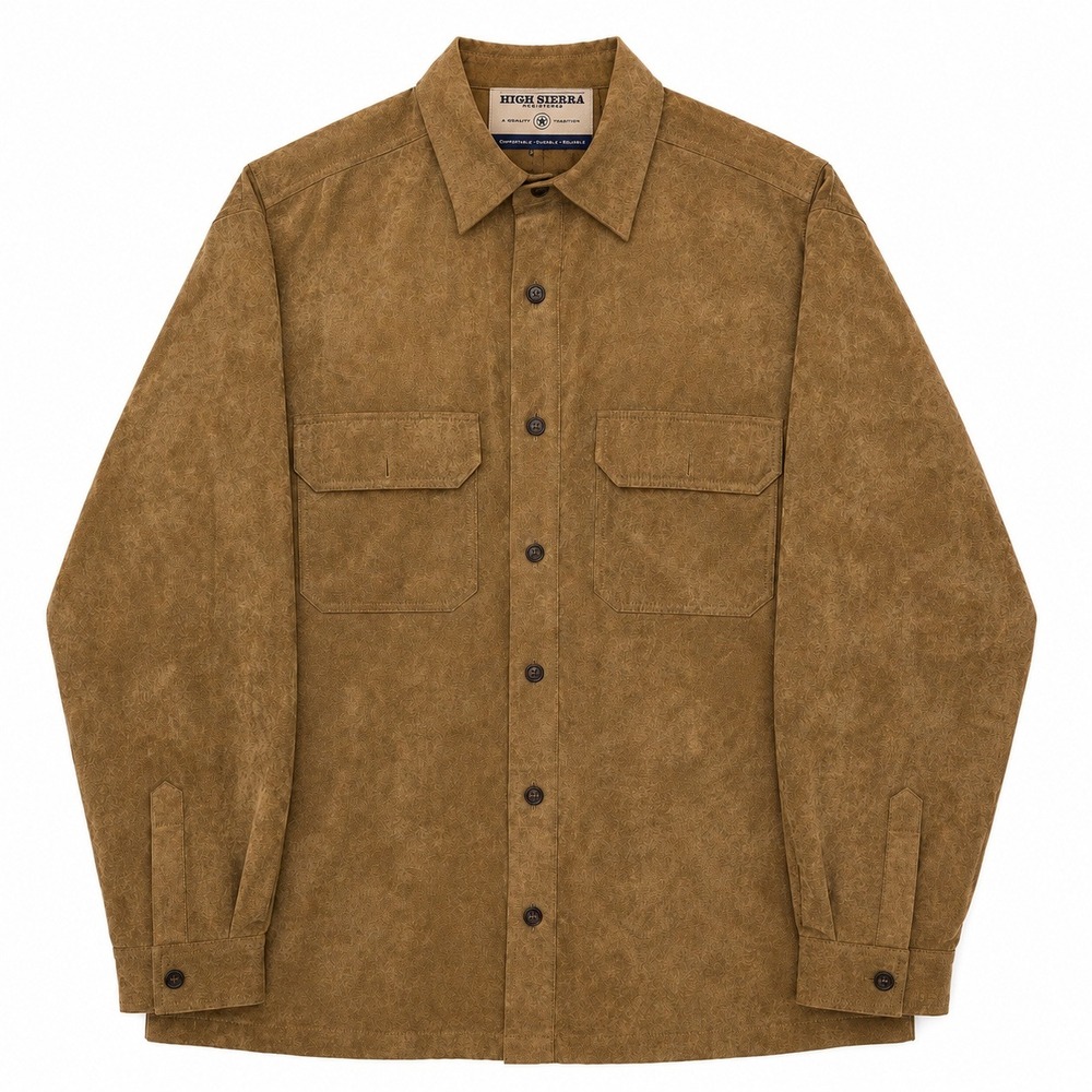 High Sierra Jacket Mens Medium Tan Faux Suede Quilted Lined Shacket Workwear